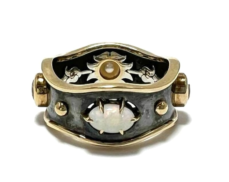 Sterling Silver Ring Topaz Opal Pearl Akoya Elie Yellow Gold Natural 18k: Sterling Silver Ring Topaz Opal Pearl Akoya Elie Yellow Gold Natural 18k Item Specifics: Shape: Round Main Stone Creation: Natural Occasion: Anniversary Birthday Christmas Engagement Graduation Mother