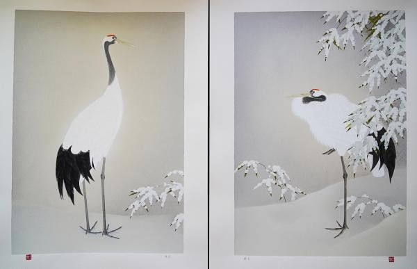 Uemura Shoko Silk Screen Prints Red crowned Cranes Pair Limited Ed 250 HC: Uemura Shoko Silk Screen Prints Red crowned Cranes Pair Limited Ed 250 HC Item Specifics: Artist: Uemura Shoko Subject: Red-crowned Cranes Material: Paper Style: Japanese Size: 74 x 54 cm Year Of Prod