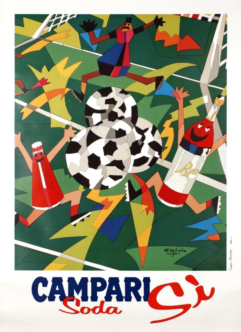 Yes Campari Poster By Ugo Nespolo 1990 World Soccer Cup (1 of 1)