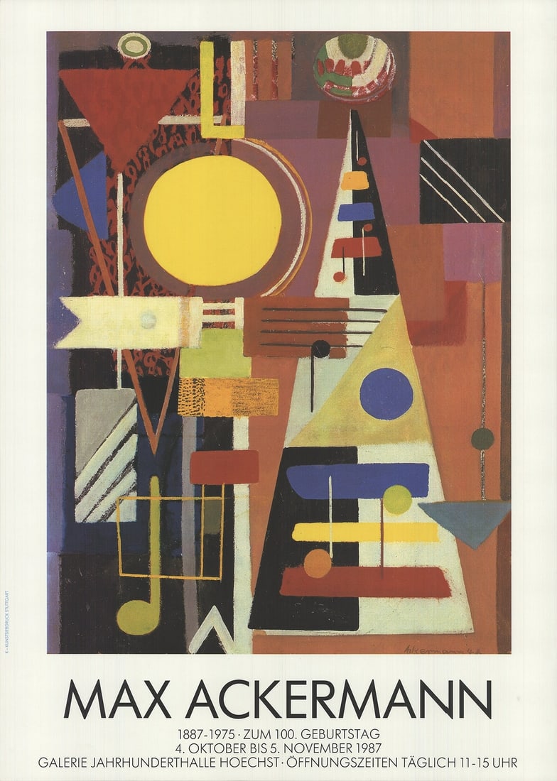 Max Ackermann Galerie Jahrhunderthalle Hoeschst Offset Lithograph 33 x 23.75: Max Ackermann Galerie Jahrhunderthalle Hoeschst Offset Lithograph 33 x 23.75 Item Specifics: Artist: Max Ackermann Brand: Ackermann Max Exact Year: 1987 Subject: Abstract Type: Offset Lithograph Year 