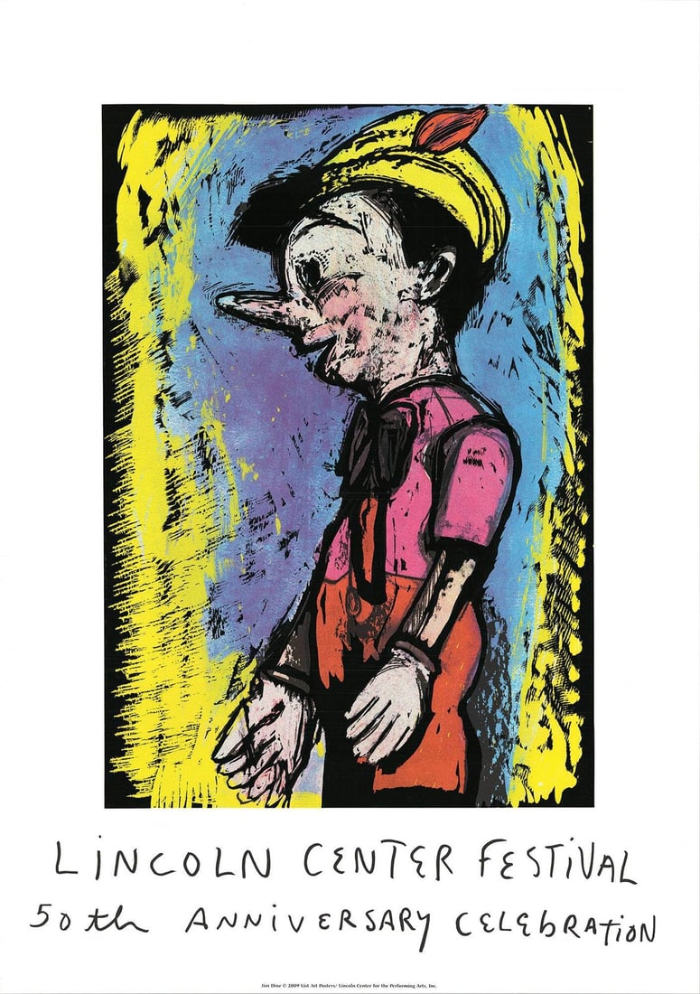 JIM DINE Pinocchio 42.5" x 30" Mixed Media 2008 Pop Art Yellow Multicolor Linco (1 of 5)