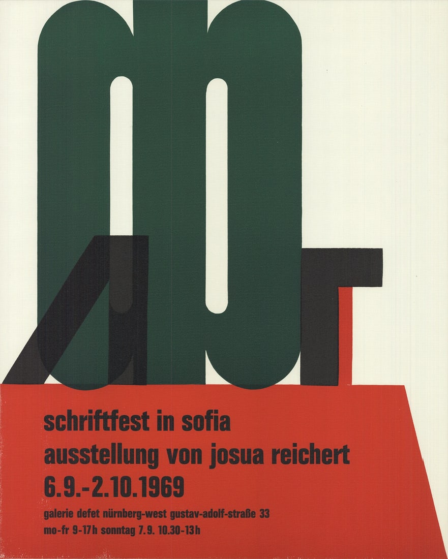 JOSUA REICHERT Writing Festival in Sofia 24" x 19.25" Linocut 1969 Vintage Green (1 of 4)