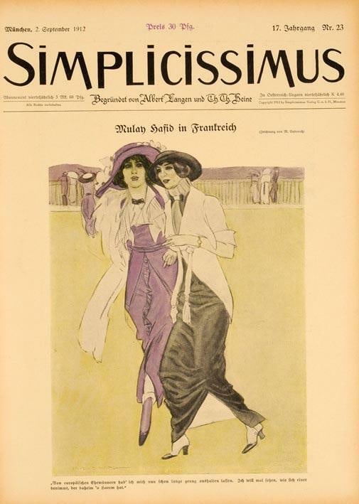 Two Girls In Park On Original Linen By Marcello Dudovich 1913 Simplicissimus (1 of 1)