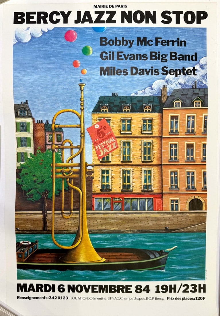 Bouvet Bercy Jazz Non Stop 1984 Serigraph With Greats: Bouvet Bercy Jazz Non Stop 1984 Serigraph With Greats Item Specifics: Artist: BOUVET MICHEL Size: Small Date Of Creation: 1984 Region Of Origin: Paris Framing: Unframed Year Of Production: 1984 Width 