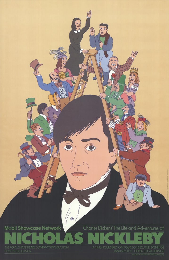 SEYMOUR CHWAST Nicholas Nickleby 46" x 30" Poster 1982 Contemporary (1 of 3)