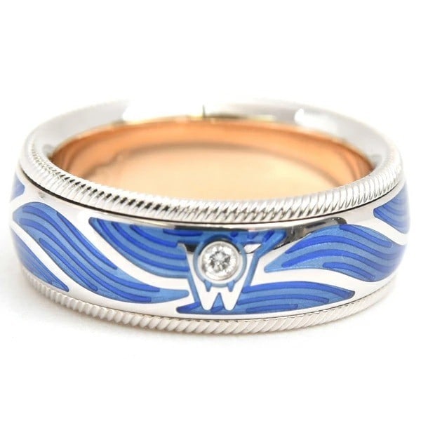Wellendorff Shimmering Wave Blue Enamel Diamond 18k Gold Spinner Band Ring EU51: Wellendorff Shimmering Wave Blue Enamel Diamond 18k Gold Spinner Band Ring EU51 Item Specifics: Number Of Diamonds: 1 Shape: Round Occasion: Anniversary Birthday Christening Christmas Engagement Gradu