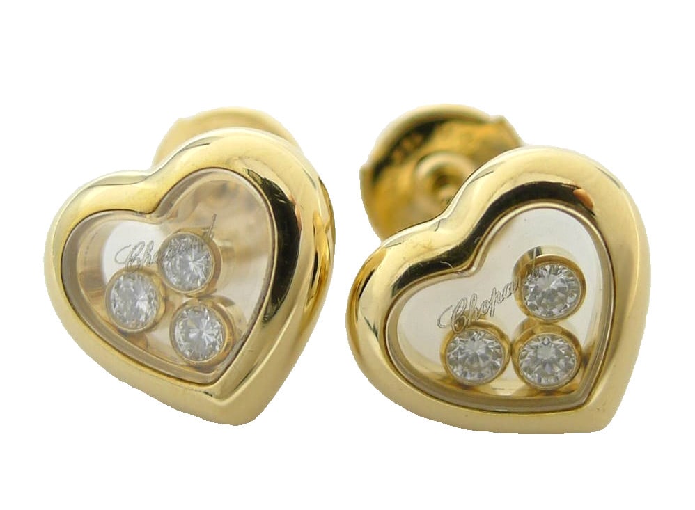 Chopard Heart Stud Earrings 18k Yellow Gold Polished Floating Happy Diamonds: Chopard Heart Stud Earrings 18k Yellow Gold Polished Floating Happy Diamonds Item Specifics: Antique: No Number Of Diamonds: 6 Shape: Heart Closure: La Pousette Occasion: Anniversary Birthday Christen