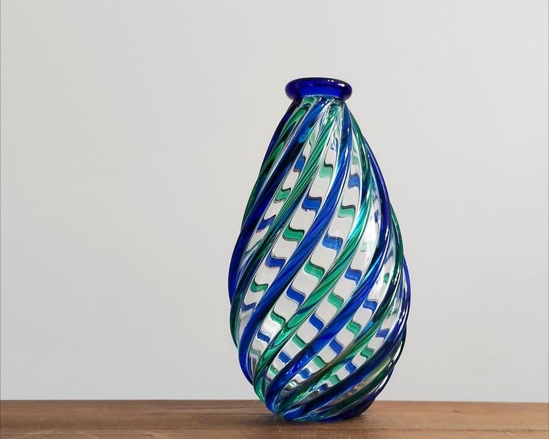 Archimede Seguso Murano Glass Spiral Vase H 7.6in signed Italy Vintage Interior (1 of 9)