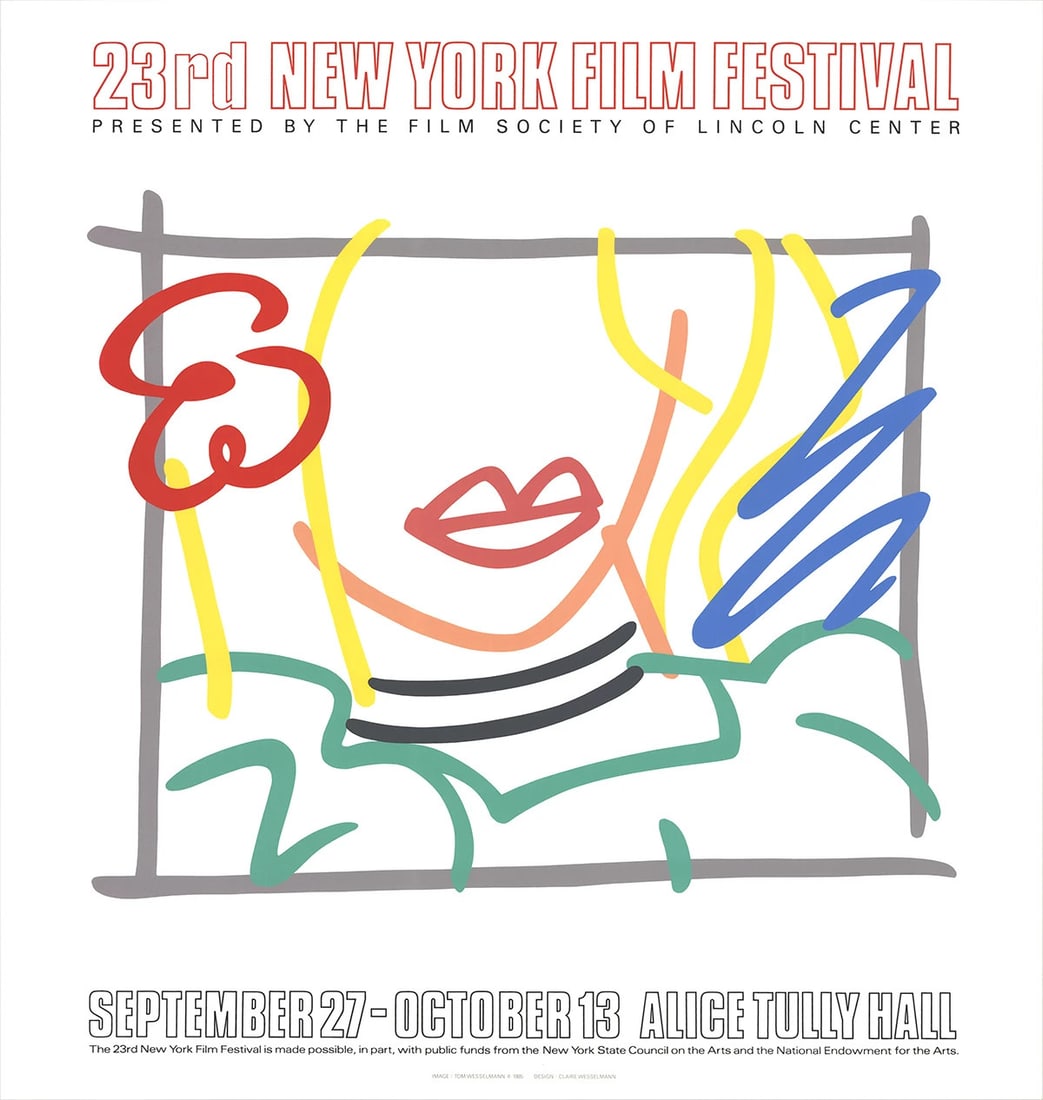 TOM WESSELMANN Monica The 23rd New York Film Festival 39" x 37" Serigraph 1985 (1 of 1)