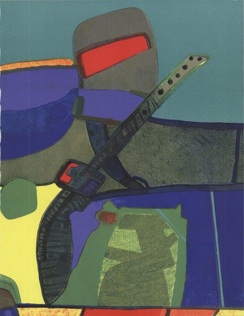 MAURICE ESTEVE Arizovert 12.25" x 9.5" Lithograph 1972 Contemporary Blue Green (1 of 1)