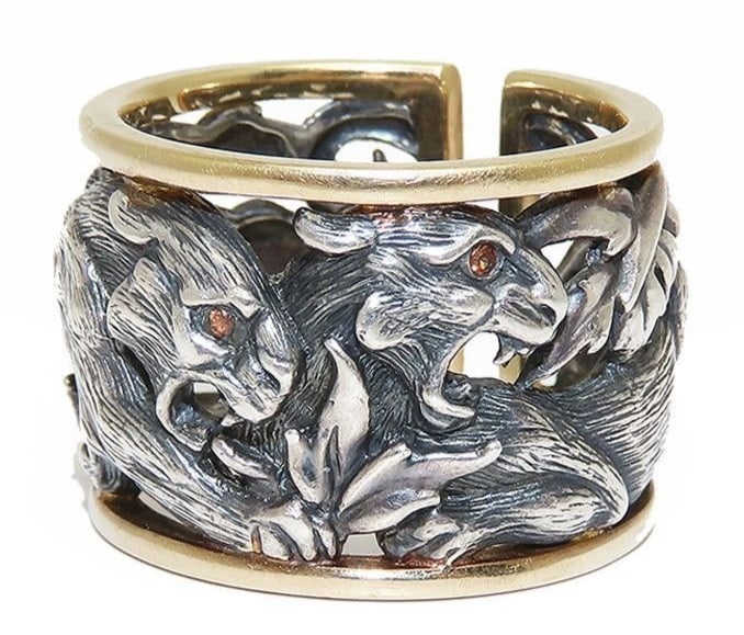 Magerit Spanish Jewelry Panther Garnet 18k Gold Silver Wide Band Ring US 7 EU 54: Magerit Spanish Jewelry Panther Garnet 18k Gold Silver Wide Band Ring US 7 EU 54 Item Specifics: Shape: Panther Occasion: Anniversary Birthday Christening Christmas Engagement Graduation Mother's Day 