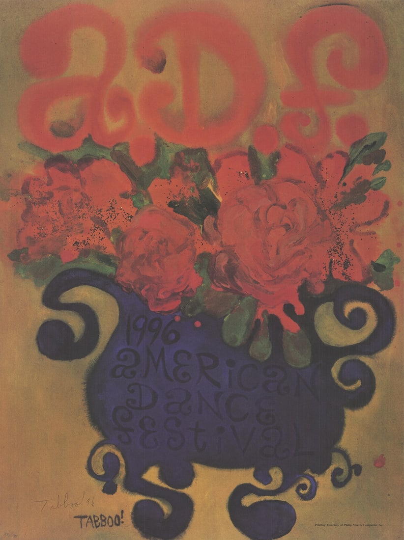 TABBOO AKA TASHJIAN Vase Flowers ADF 1996 SIGNED 31.75" x 24: TABBOO AKA TASHJIAN Vase Flowers ADF 1996 SIGNED 31.75" x 24 Item Specifics: Artist: Stephen Tabboo AKA Tashjian Brand: Tabboo AKA Tashjian Stephen Country/Region Of Origin: USA Exact Year: 1996 Heigh