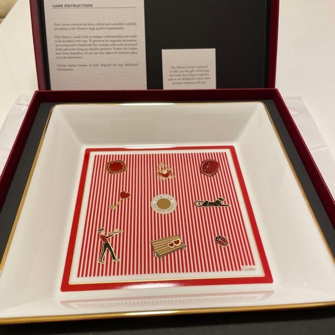 New Cartier Dish Tray Gift With Porcelain De Red Stripe Diabolo (1 of 15)