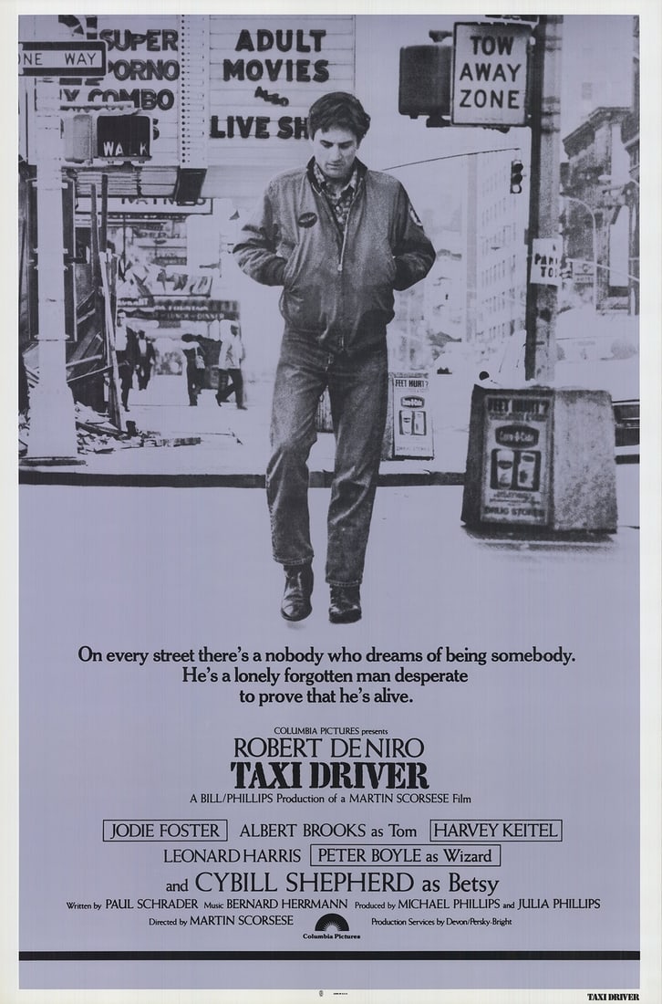 ARTIST UNKNOWN Taxi Driver 40" x 26.5" Poster Vintage "Taxi Driver" 1976 Movie P (1 of 4)