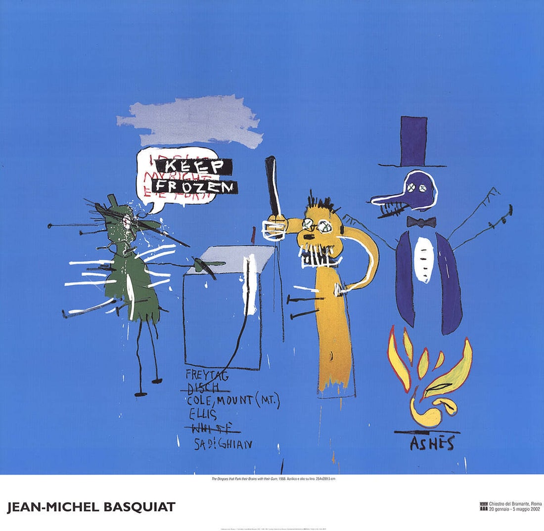JEAN-MICHEL BASQUIAT The Dingoes that Park Their Brain with Their Gum 38.5" x 39: JEAN-MICHEL BASQUIAT The Dingoes that Park Their Brain with Their Gum 38.5" x 39 Item Specifics: Artist: Jean-Michel Basquiat Brand: Basquiat Jean-Michel Country/Region Of Origin: Italy Exact Year: 20
