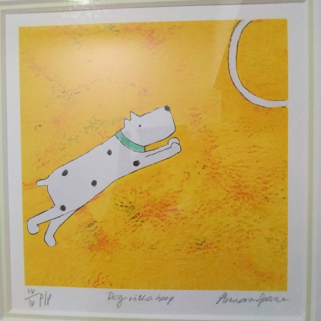 Authentic Signed Silkscreen Print Dog Jumping Hoop Annora Spence (1 of 8)