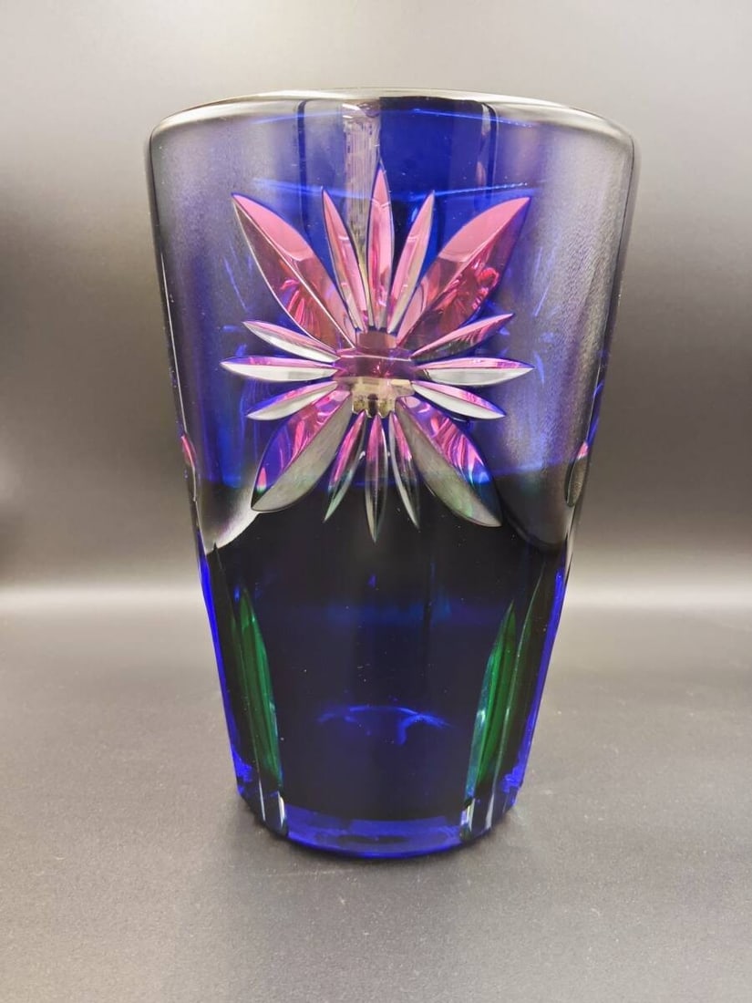 Blue Art Glass Flower Erika Lagerbielke Vase Orrefors Sweden Rare (1 of 2)