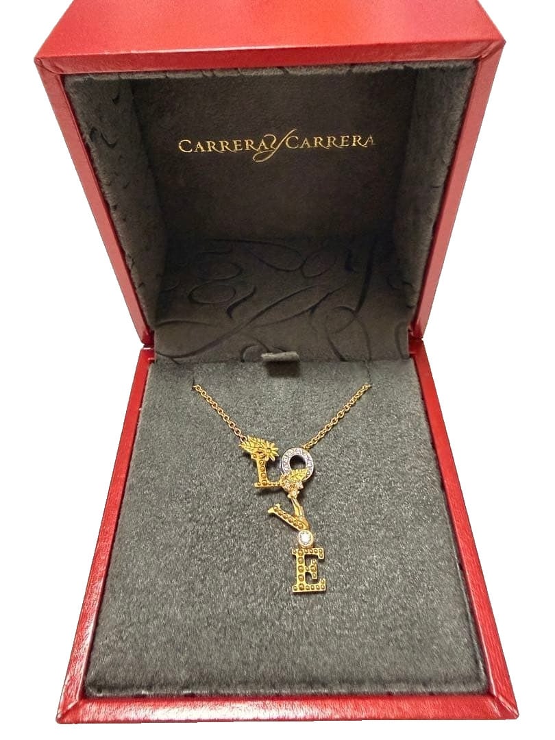 Carrera Yellow Gold Pendant Necklace Love Diamond 18k with Box: Carrera Yellow Gold Pendant Necklace Love Diamond 18k with Box Item Specifics: Pendant Shape: LOVE Closure: Lobster Occasion: Anniversary Birthday Christening Christmas Confirmation/Communion Engageme
