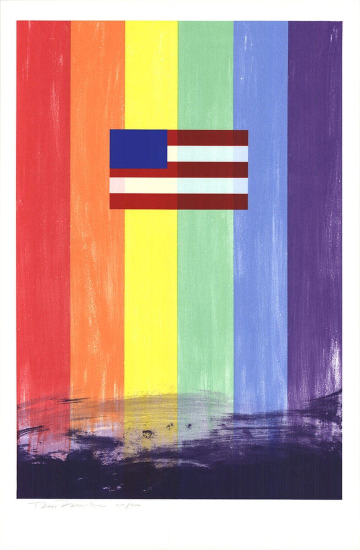 ROSS BLECKNER Gay Flag SIGNED 38" x 25" Serigraph 1993 Pop Art (1 of 5)