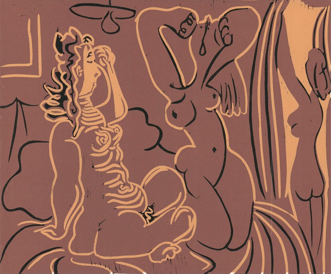PABLO PICASSO Trois Femmes 9.5" x 7.75" Linocut 1971 Contemporary Pablo Picasso: PABLO PICASSO Trois Femmes 9.5" x 7.75" Linocut 1971 Contemporary Pablo Picasso Item Specifics: Artist: Pablo Picasso Brand: Picasso Pablo Exact Year: 1971 Height: 9.5 Item Height: 9.5 Subject: Nudes 