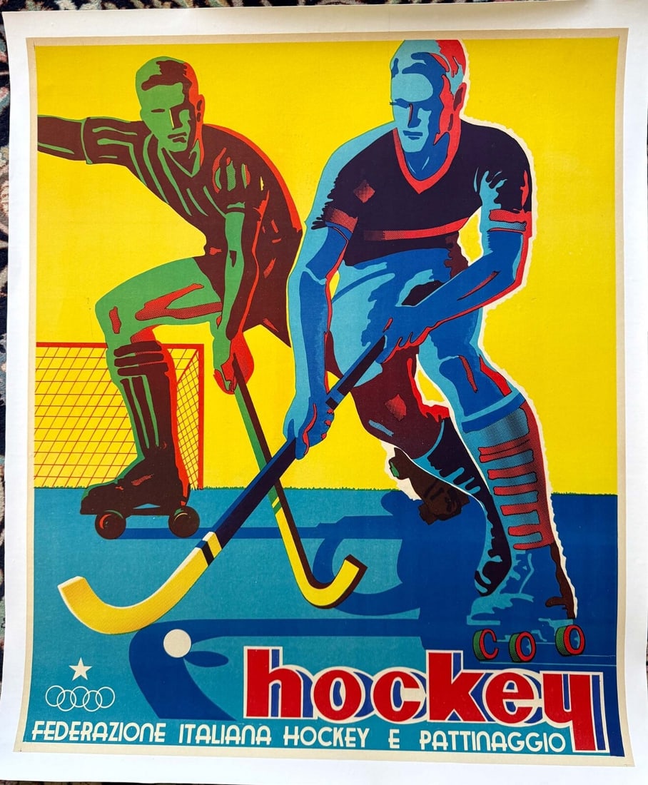 Hockey Federazione Italiana Hockey E Pattinaggio Corrado Mancioli 1954: Hockey Federazione Italiana Hockey E Pattinaggio Corrado Mancioli 1954 Item Specifics: Artist: Mancioli Unit Of Sale: Single Piece Size: Medium Date Of Creation: 1954 Material: Canvas Paper Certificat