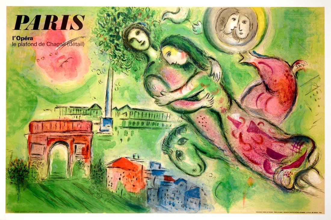 Poster Paris Opera By Marc Chagall Vintage French (1 of 4)