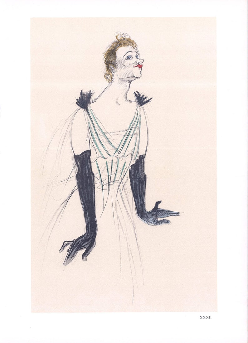 HENRI DE TOULOUSE-LAUTREC Portrait d'Yvette Guilbert 14.5" x 10.5" Lithograph 19 (1 of 1)
