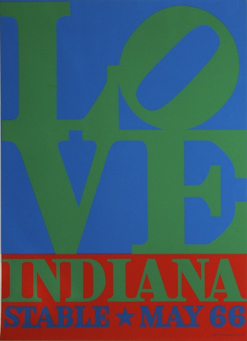 ROBERT INDIANA LOVE-Stable 32.5" x 24.25" Serigraph 1971 Pop Art Green Blue Re (1 of 20)