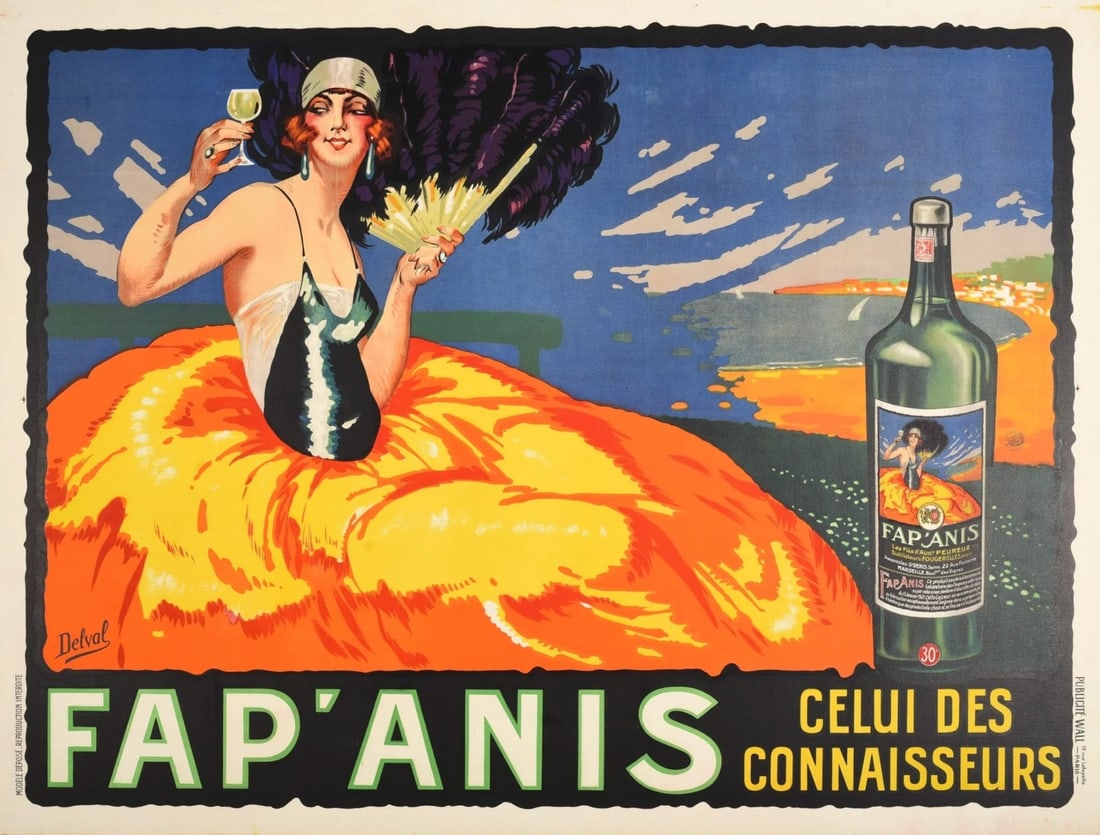 Fap Anis Aperitif Celui Des Connaisseurs Maurice Delval Excellent: Fap Anis Aperitif Celui Des Connaisseurs Maurice Delval Excellent Item Specifics: Unit Of Sale: Single Piece Artist: Maurice Delval Size: Large Date Of Creation: 1900-1949 Title: Fap Anis Material: Pa