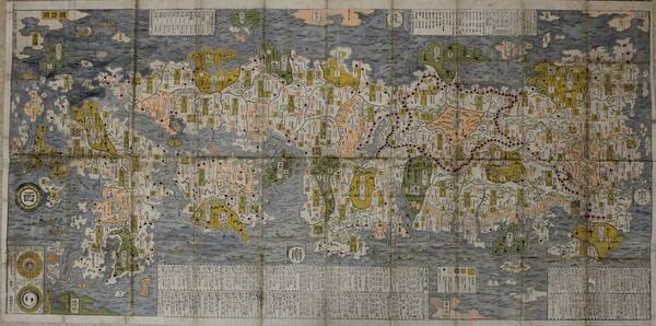Japanese Woodblock Map Giant Colored Hand 1691 Ryusen Ishikawa (1 of 1)