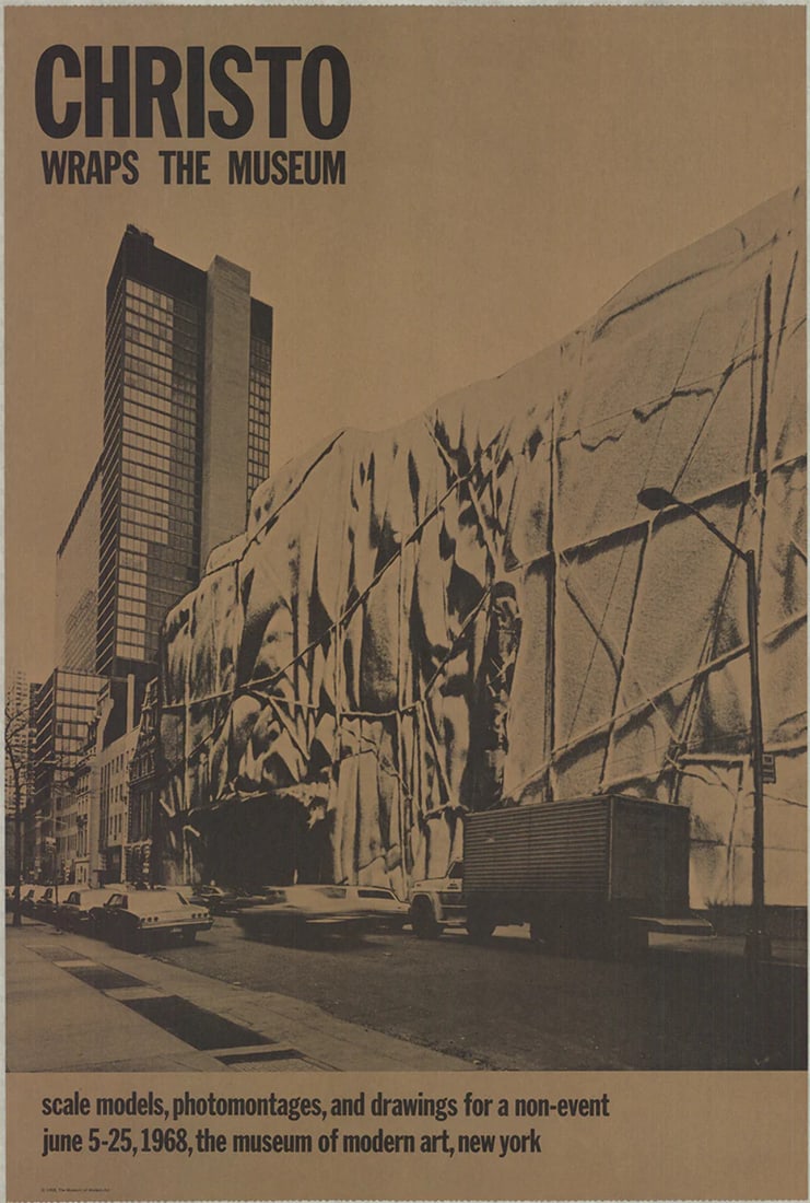 JAVACHEFF CHRISTO Museum of Modern Art Wrapped 33.5" x 22.5" Offset Lithograph 1: JAVACHEFF CHRISTO Museum of Modern Art Wrapped 33.5" x 22.5" Offset Lithograph 1 Item Specifics: Artist: Javacheff Christo Brand: Christo Javacheff Exact Year: 1968 Height: 33.5 Item Height: 33.5 Subj