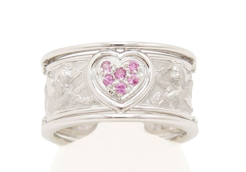 Heart Angel Pink Stone with 18k White Gold Ring from Ronda Carrera: Heart Angel Pink Stone with 18k White Gold Ring from Ronda Carrera Item Specifics: Shape: Heart Occasion: Anniversary Birthday Christening Christmas Engagement Graduation Mother's Day Valentine's Day 