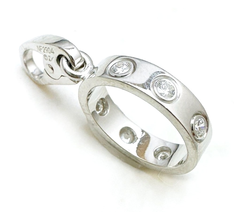 Diamond 18k White Gold Pendant Charm Necklace Top Mini Ring Cartier Love: Diamond 18k White Gold Pendant Charm Necklace Top Mini Ring Cartier Love Item Specifics: Pendant Shape: Round Occasion: Anniversary Birthday Christening Christmas Confirmation/Communion Engagement Gra