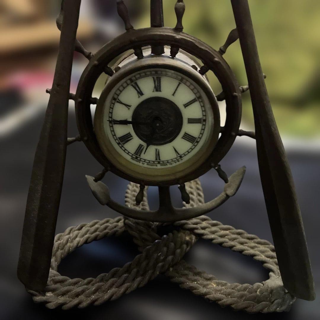 Antique Ansonia Ships Helm Table Clock Ship Wheel Maritime Decor For Parts (1 of 8)