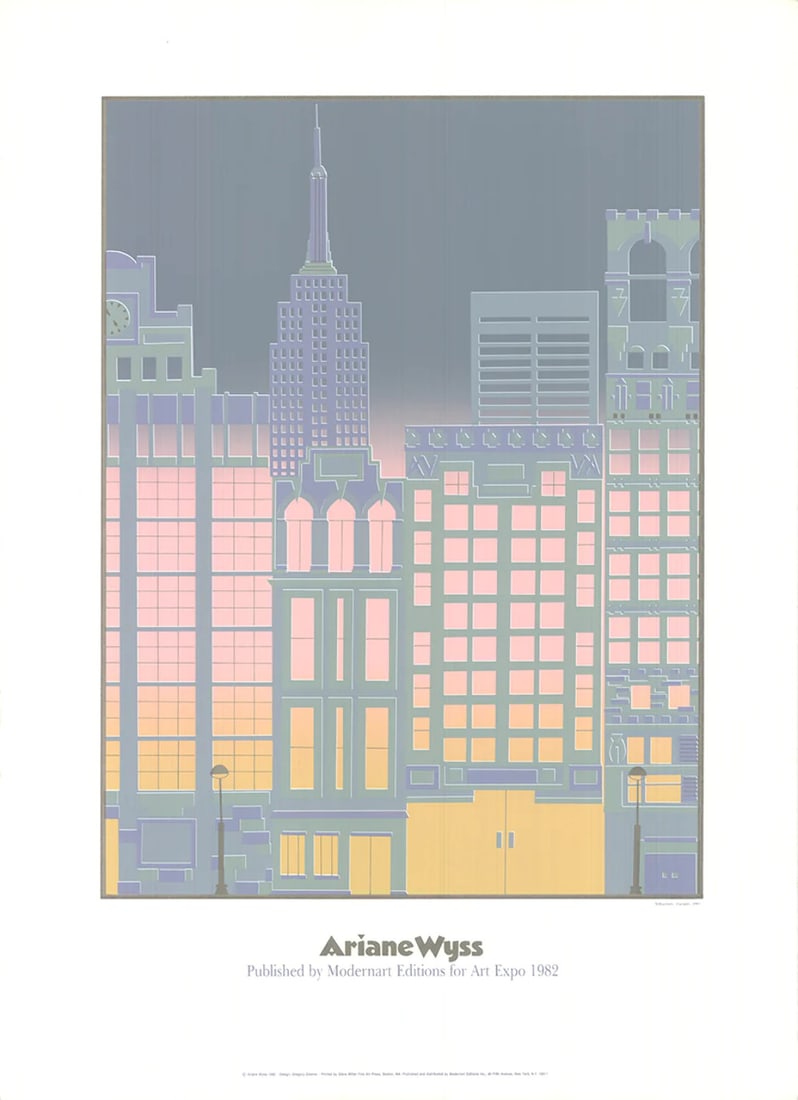 ARIANE WYSS Facades of New York City 33.25" x 23.25" Serigraph 1982 Contemporary: ARIANE WYSS Facades of New York City 33.25" x 23.25" Serigraph 1982 Contemporary Item Specifics: Artist: Ariane Wyss Brand: Wyss Ariane Exact Year: 1982 Height: 33.25 Item Height: 33.25 Subject: Famou