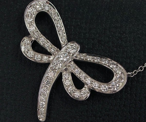 Rare Platinum Diamond Pendant Necklace Open Dragonfly Tiffany & Co (1 of 5)
