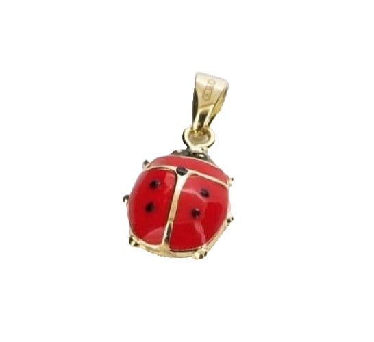 Ladybug Enamel 18k Yellow Gold Top Necklace Pendant Italy (1 of 5)