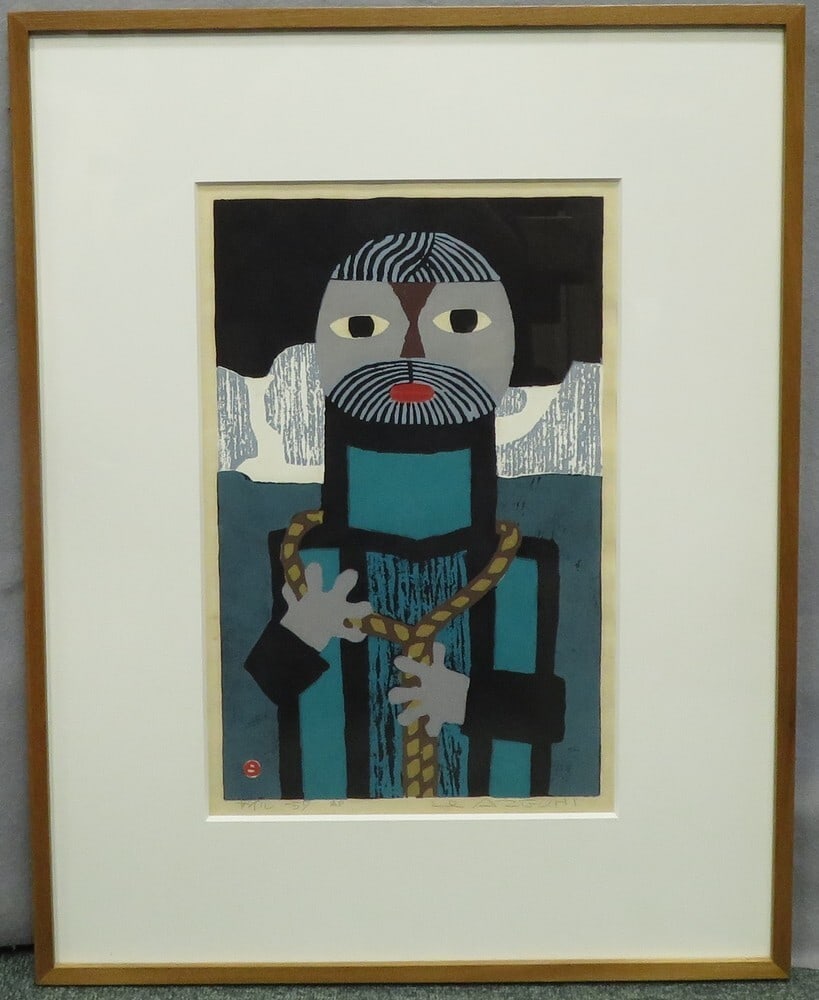 AP Limited Edition Framed Hand Signed Rope Woodblock Print Azechi: AP Limited Edition Framed Hand Signed Rope Woodblock Print Azechi Item Specifics: Primary Material: Paper Type: Japanese Woodblock Print Color: Multi-Color Original/Reproduction: Antique Original Feat