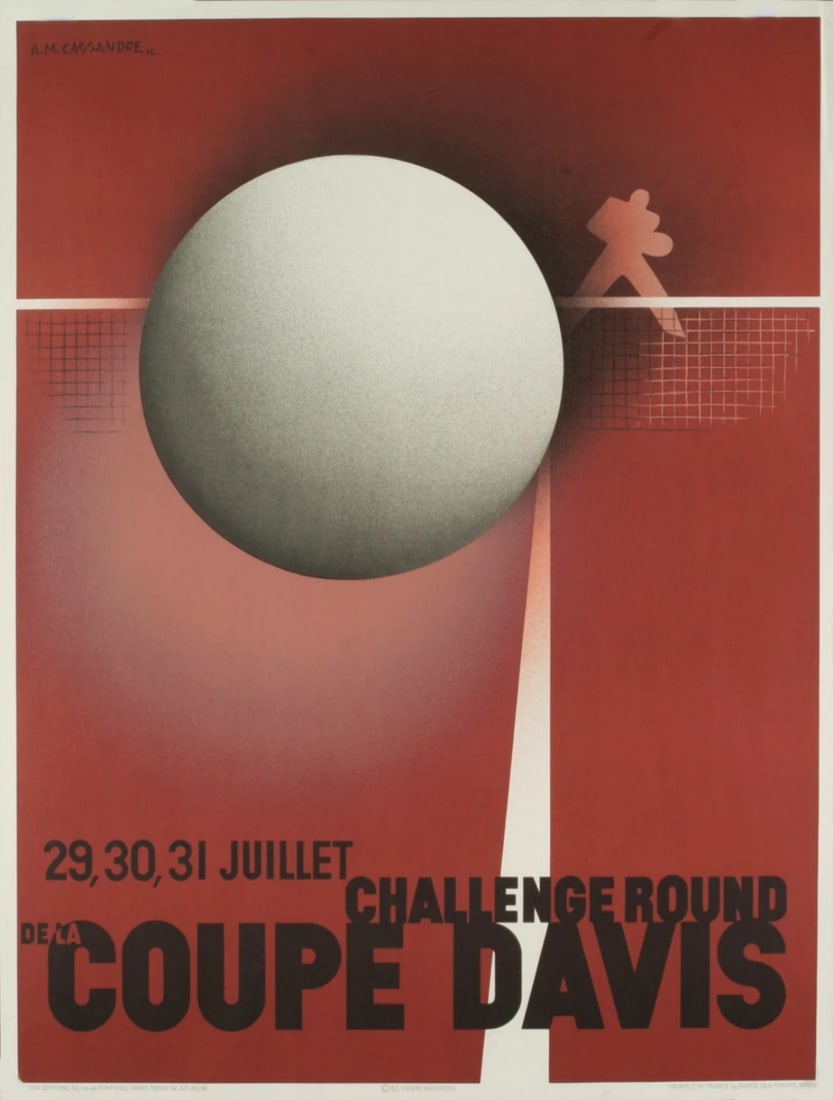 Coupe Davis Red 1980 Vintage A.M. Cassandre Lithograph 35.75" x 27 (1 of 1)
