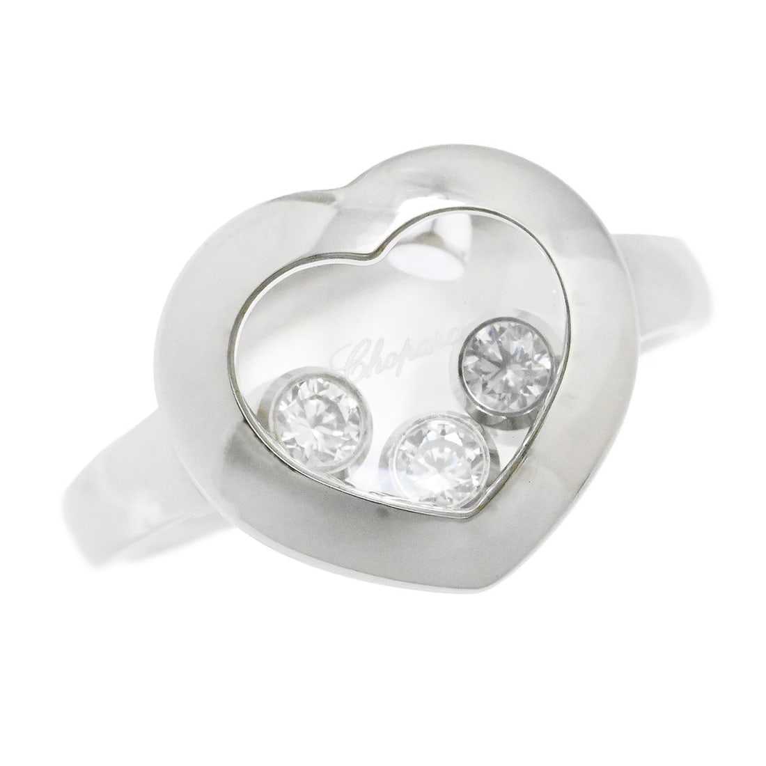Chopard Happy Diamond 3P 18k White Gold Heart Ring EU51 US 6 with Certificate: Chopard Happy Diamond 3P 18k White Gold Heart Ring EU51 US 6 with Certificate Item Specifics: Antique: No Number Of Diamonds: 3 Shape: Heart Occasion: Anniversary Birthday Christening Christmas Engage