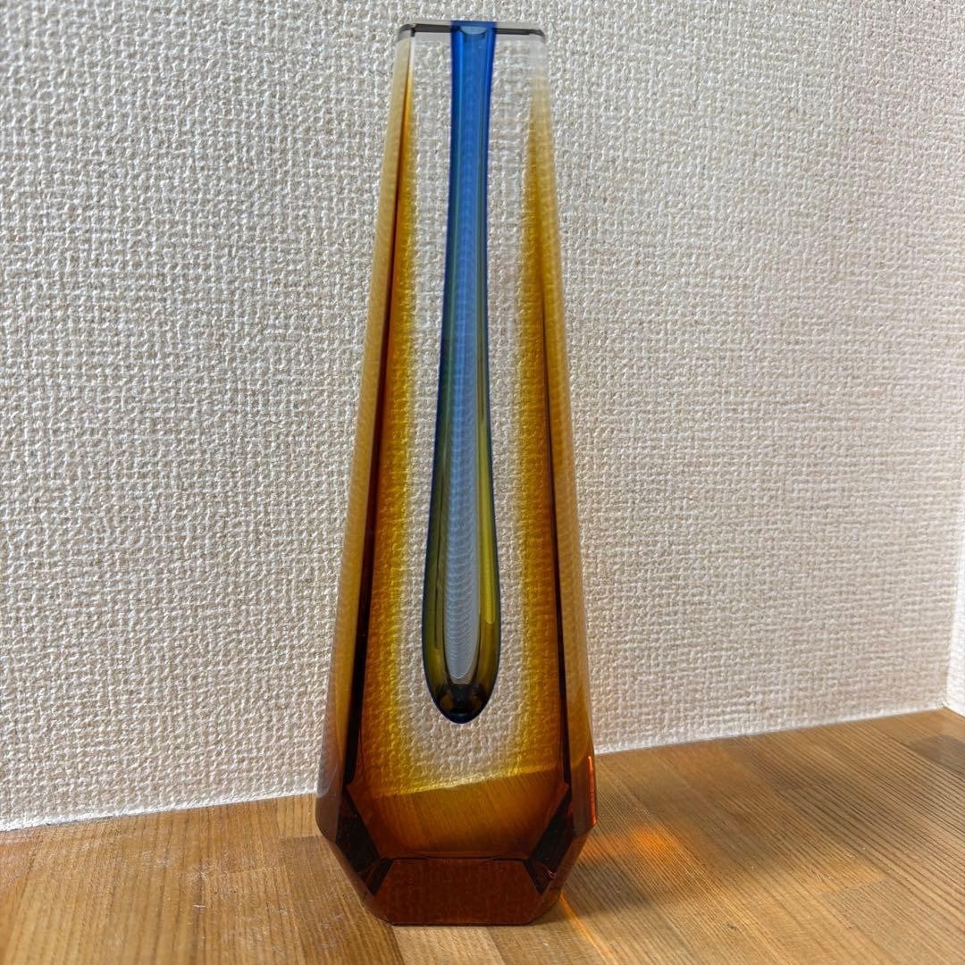 EXBOR Pavel Hlava Czech Art Glass Vase Sommerso Blue Magenta Mid Century Vintage (1 of 14)