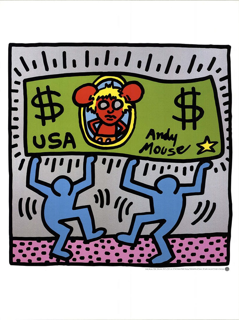 Haring Andy Mouse 31.5" x 23.5" Poster Pop Art 1990 (1 of 4)