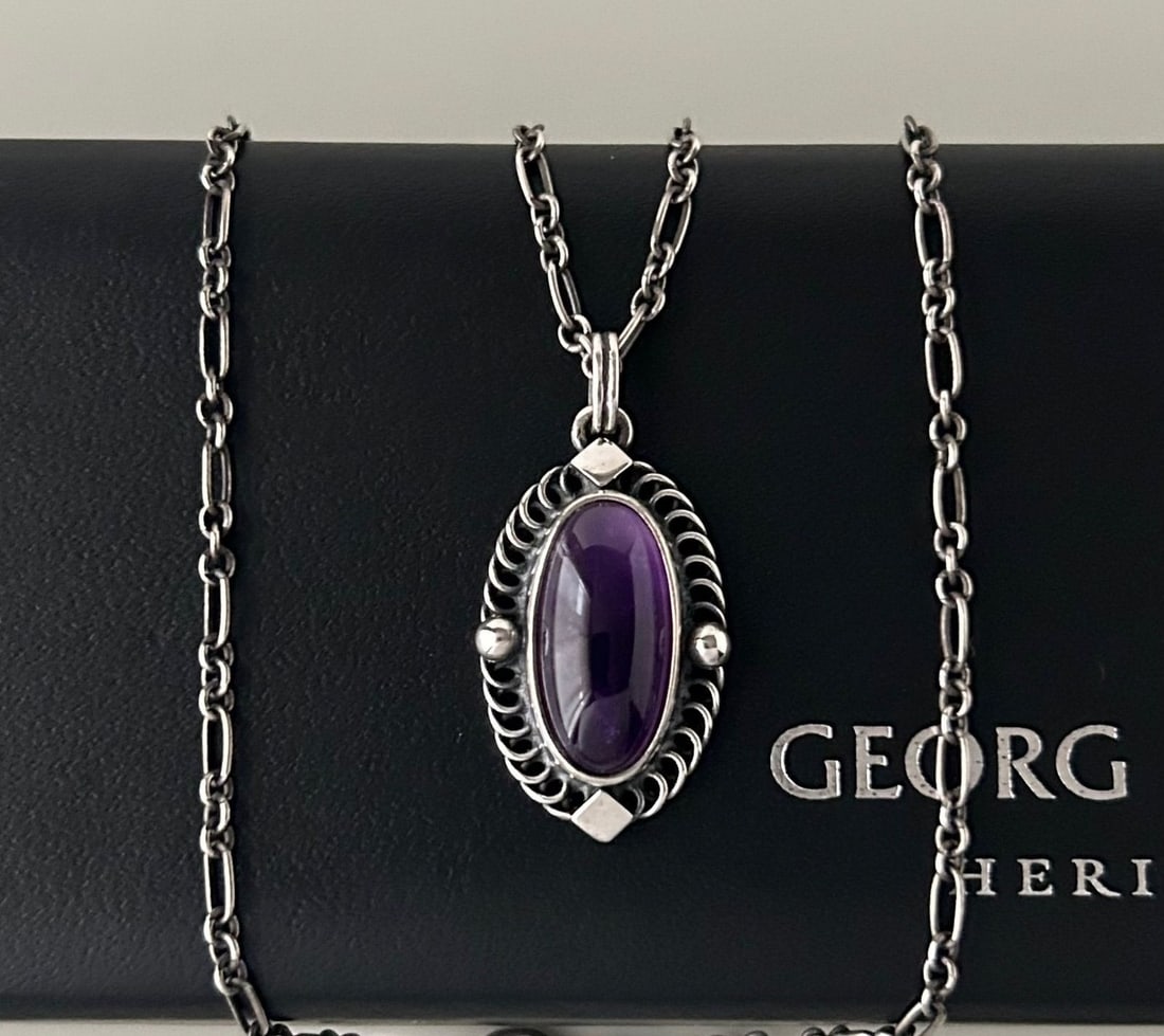 Georg Jensen 1904 2004 Amethyst Asia Limited Pendant Chain Necklace with Box: Georg Jensen 1904 2004 Amethyst Asia Limited Pendant Chain Necklace with Box Item Specifics: Color: Silver Main Stone Color: Purple Material: Metal Metal: Sterling Silver Main Stone: Amethyst Brand: G