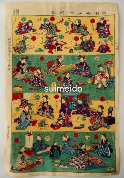 Meiji Era 1879 Woman s Life Utagawa Kunimaro Japanese Woodblock Print Series: Meiji Era 1879 Woman s Life Utagawa Kunimaro Japanese Woodblock Print Series Item Specifics: Artist: Utagawa Kunimaro Subject: History of a Woman's Life Material: Paper Style: Japanese Year Of Product