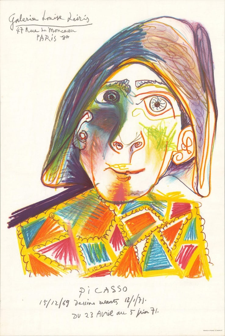 Pablo Picasso Le Clown 30" x 20" Lithograph 1971 (1 of 4)