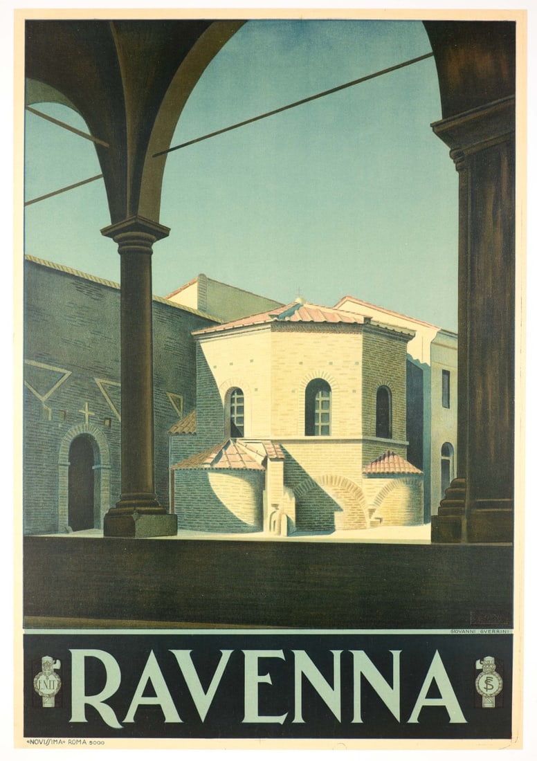 Ravenna Giovanni Guerrini 1930 Italian Travel Poster Enit Railways Rare: Ravenna Giovanni Guerrini 1930 Italian Travel Poster Enit Railways Rare Item Specifics: Artist: Giovannai Guerrini Unit Of Sale: Single Piece Size: 27x39 Date Of Creation: 1930c Material: Canvas Paper