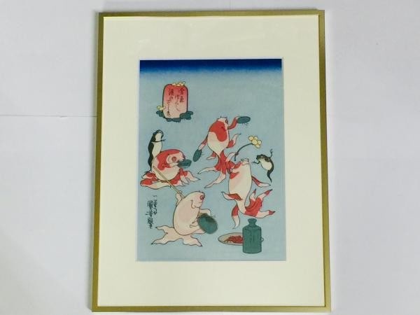 Sake Party Framed Sake Goldfish Woodblock Print Utagawa Kuniyoshi: Sake Party Framed Sake Goldfish Woodblock Print Utagawa Kuniyoshi Item Specifics: Artist: Utagawa Kuniyoshi Subject: Goldfish Sake Party Anthropomorphic Animals Material: Washi Paper Style: Japanese S