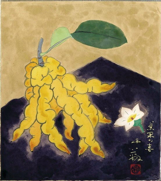 Japanese Woodblock Print Busshukan Buddha s Hand Citron Gokura Senjin Shikishi: Japanese Woodblock Print Busshukan Buddha s Hand Citron Gokura Senjin Shikishi Item Specifics: Artist: Gokura Senjin Subject: Buddha's Hand Citron (Busshukan) Material: Ink on Shikishi Paper Board Sty