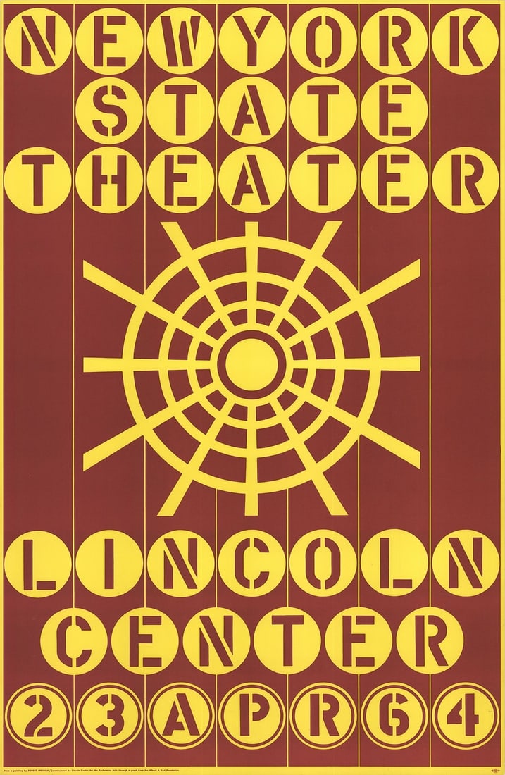 Lincoln Center 45.5" x 30" Serigraph 1964 by ROBERT INDIANA New York State Theater: Lincoln Center 45.5" x 30" Serigraph 1964 by ROBERT INDIANA New York State Theater Item Specifics: Country/Region Of Origin: USA Exact Year: 1964 Height: 45.5 Item Height: 45.5 Item Width: 30 Subject: