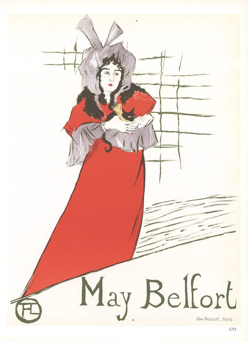 HENRI DE TOULOUSE-LAUTREC May Belfort 14.5" x 10.5" Lithograph 1966 Art Nouveau (1 of 1)